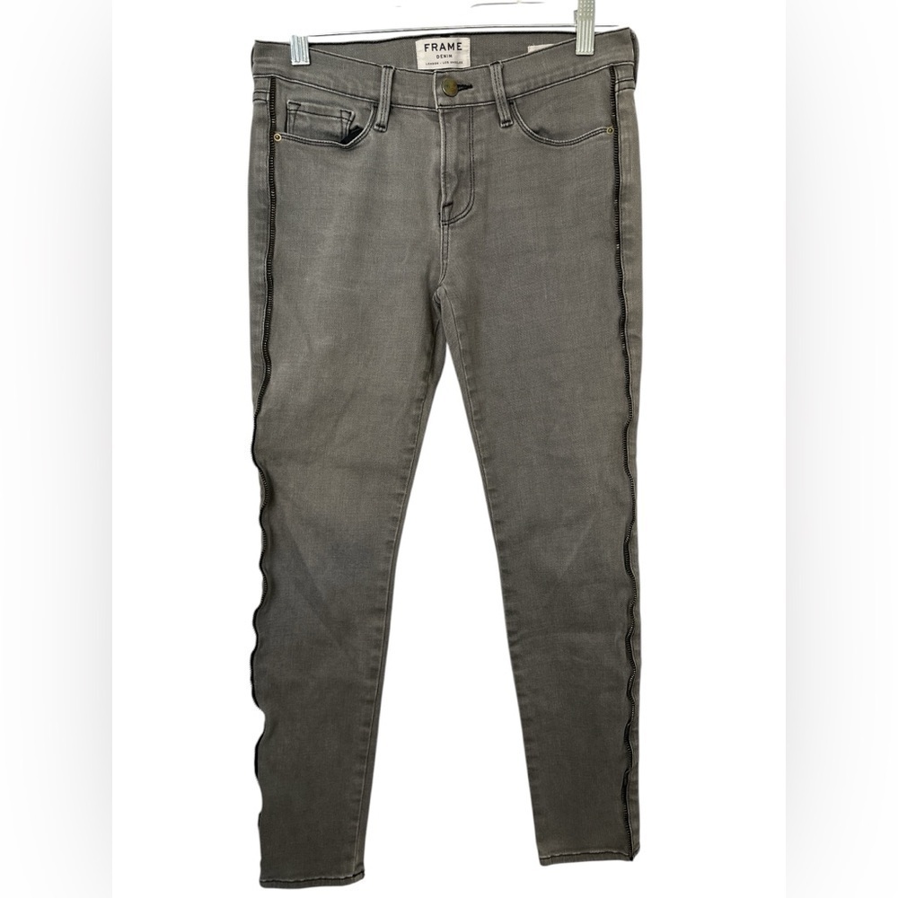 Frame 28 Waist Gray 'Le Skinny de Jeanne' Thatcher Jean Jegging Zipper Leg